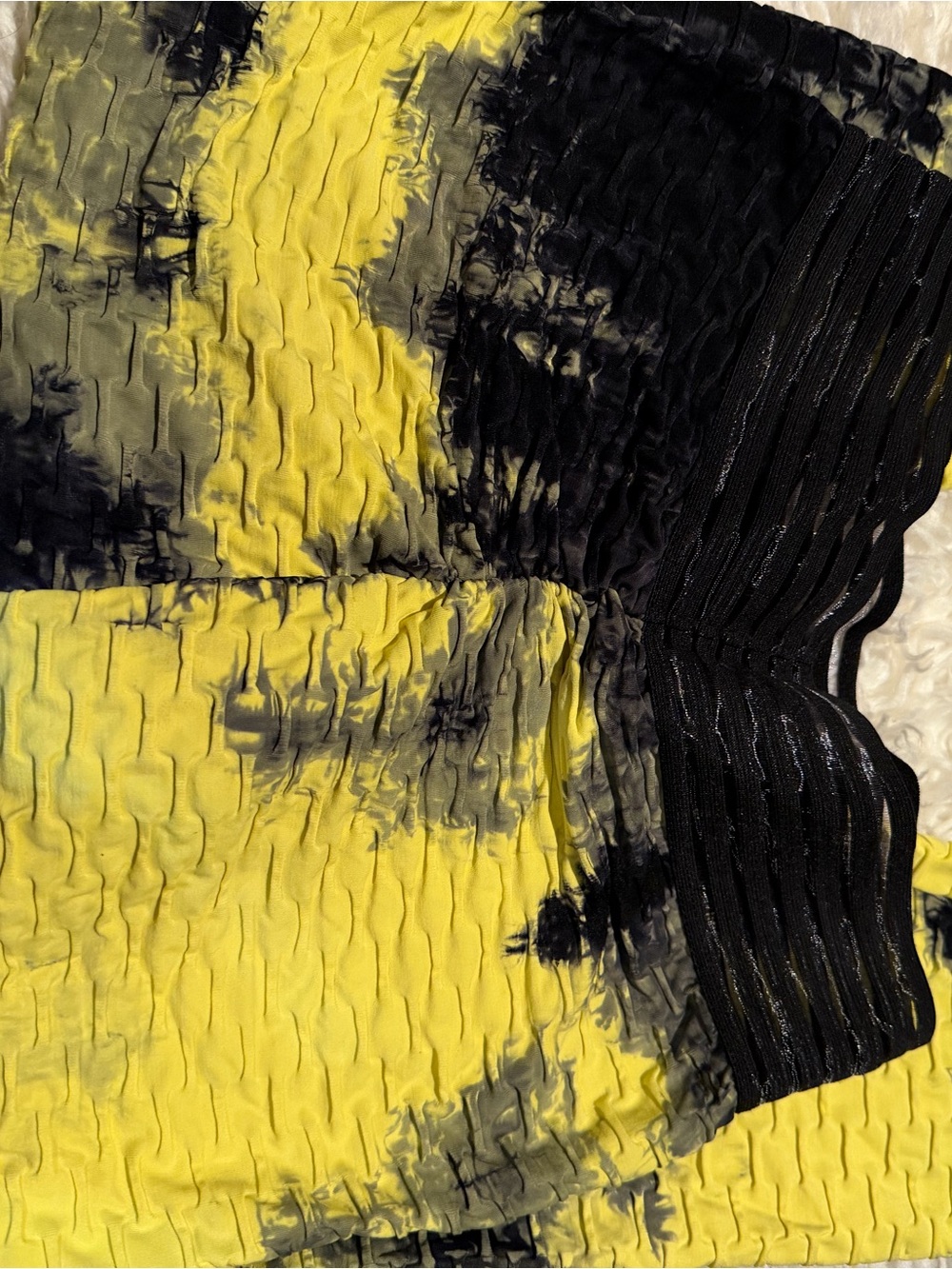 Cute Booty Lounge Yellow and Black Tie-Dye Textured Leggings